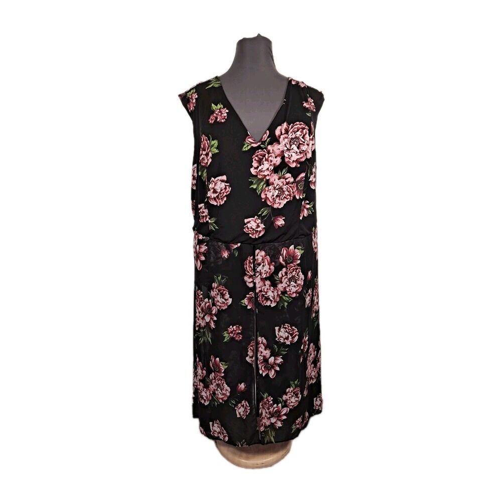 Ashley Stewart Women's Romper With Overlay Shirt Size 34/36W Black Floral